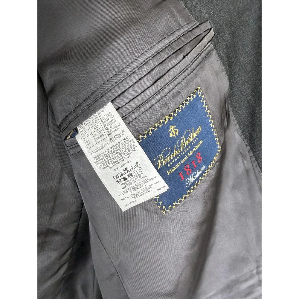 Brooks Brothers 1818 Madison Blazer Mens 44R Charcoal Grey Wool Estrato Italy